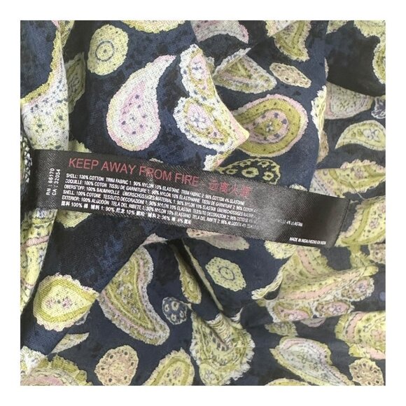 FREE PEOPLE Women SZ L Off-Shoulder Boho Paisley Print Bodysuit Top Long Sleeves - Picture 7 of 14